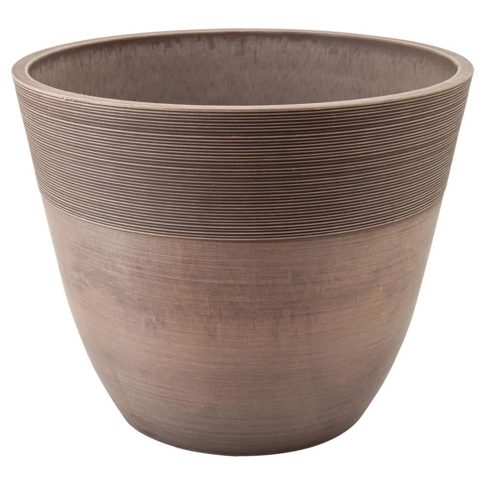 Arcadia Garden Products Etched 13.75 in. x 11 in. Taupe Composite PSW Pot 3 Arcadia Garden Products Etched 13.75 in. x 11 in. Taupe Composite PSW Pot