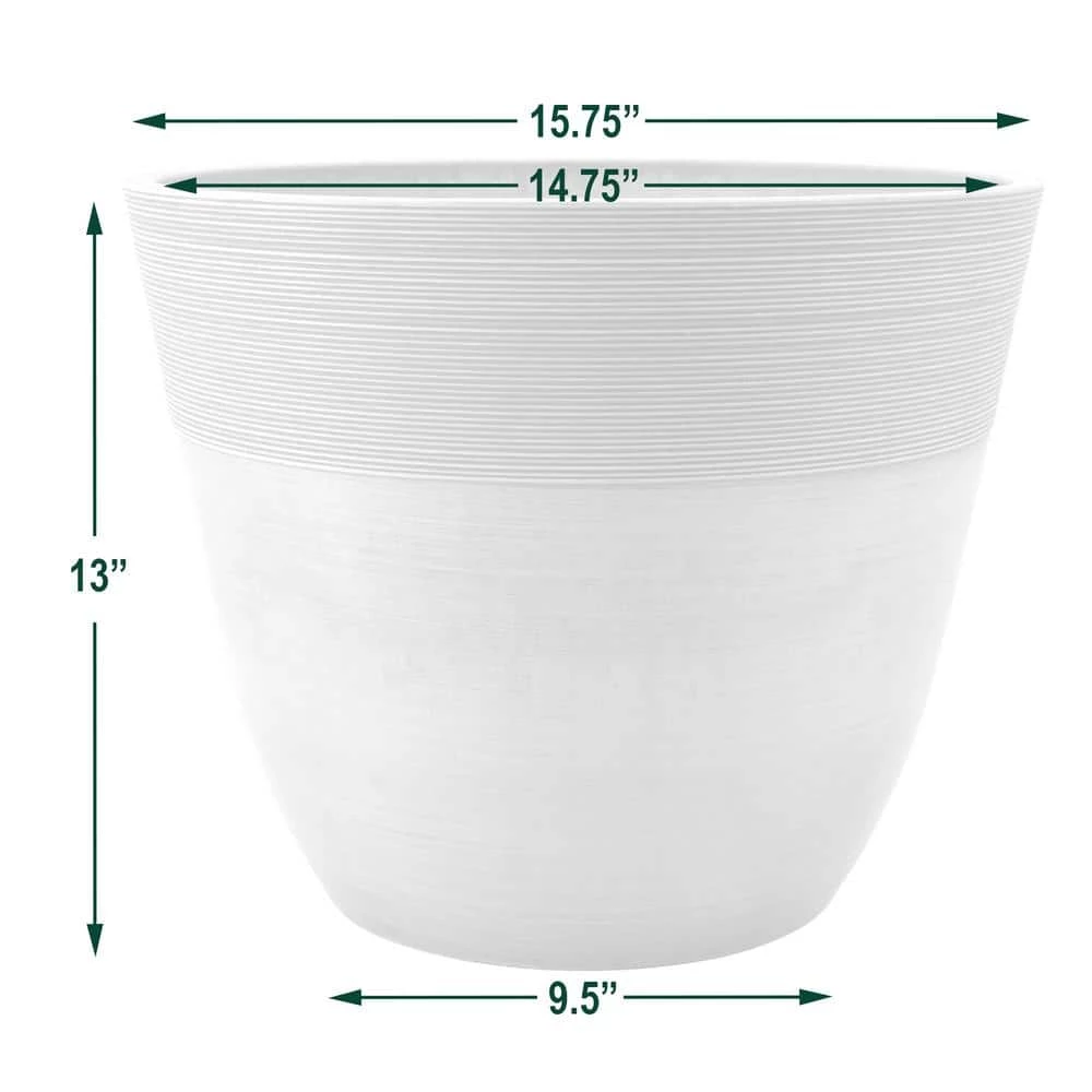 Arcadia Garden Products Etched 15.75 in. x 13 in. Taupe Composite PSW Pot 6 Arcadia Garden Products Etched 15.75 in. x 13 in. Taupe Composite PSW Pot - Image 4