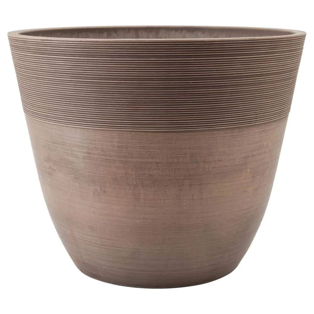 Arcadia Garden Products Etched 15.75 in. x 13 in. Taupe Composite PSW Pot 4 Arcadia Garden Products Etched 15.75 in. x 13 in. Taupe Composite PSW Pot - Image 2