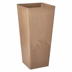 Arcadia Garden Products Contempo Tall Square 13 in. x 13 in. x 28 in. Taupe PSW Pot