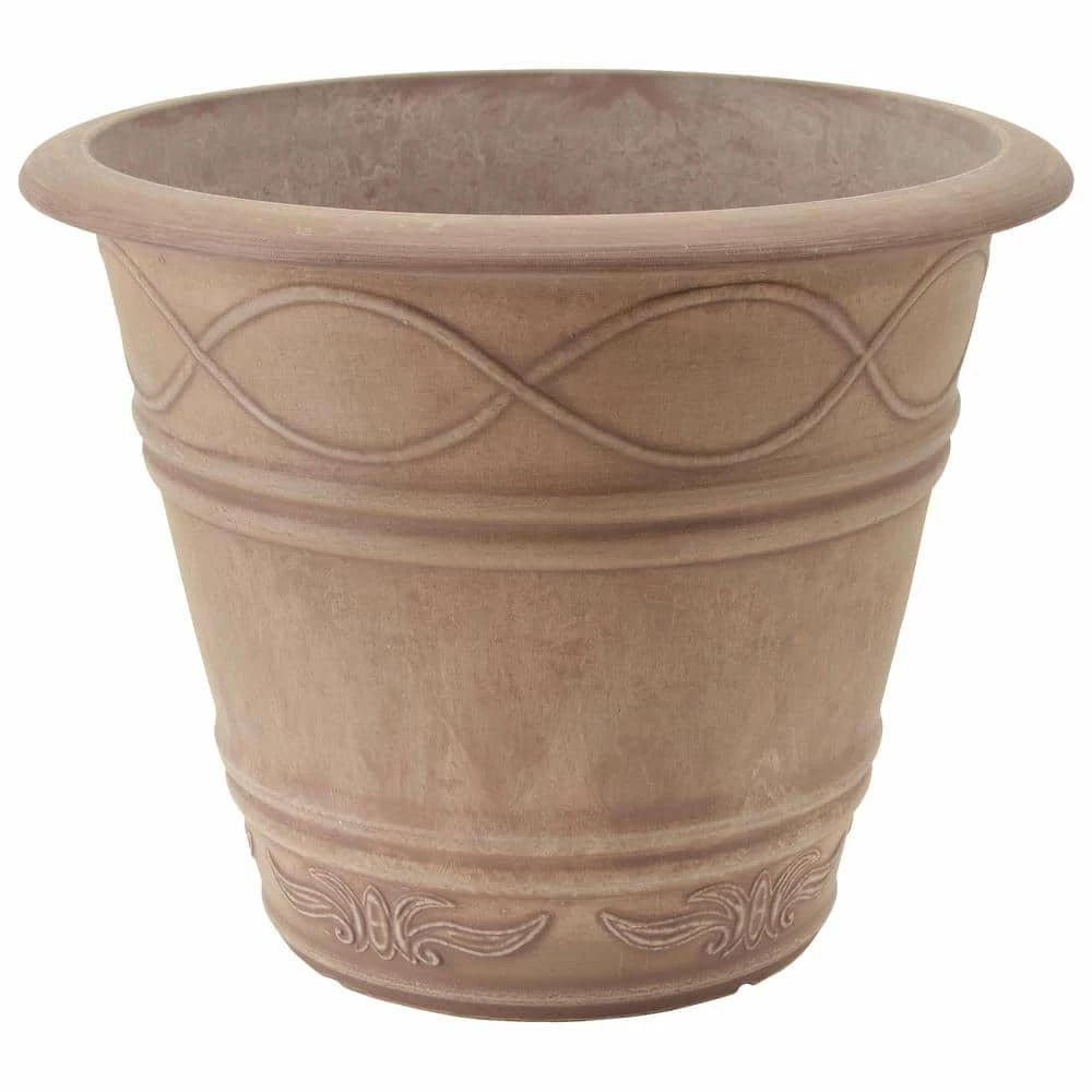 Arcadia Garden Products Western Weave 14-1/2 in. x 11 in. Taupe Composite PSW Pot 4 Arcadia Garden Products Western Weave 14-1/2 in. x 11 in. Taupe Composite PSW Pot - Image 2