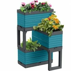 Southern Patio FlexSpace 22 in. x 11 in. x 13 in. Teal Resin Modular Raised Garden Bed 21 Southern Patio FlexSpace 22 in. x 11 in. x 13 in. Teal Resin Modular Raised Garden Bed -Achla Designs Shop teal southern patio elevated garden beds hdr 076667 1d 1000