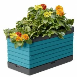Southern Patio FlexSpace 22 in. x 11 in. x 13 in. Teal Resin Modular Raised Garden Bed 27 Southern Patio FlexSpace 22 in. x 11 in. x 13 in. Teal Resin Modular Raised Garden Bed -Achla Designs Shop teal southern patio elevated garden beds hdr 076667 44 1000