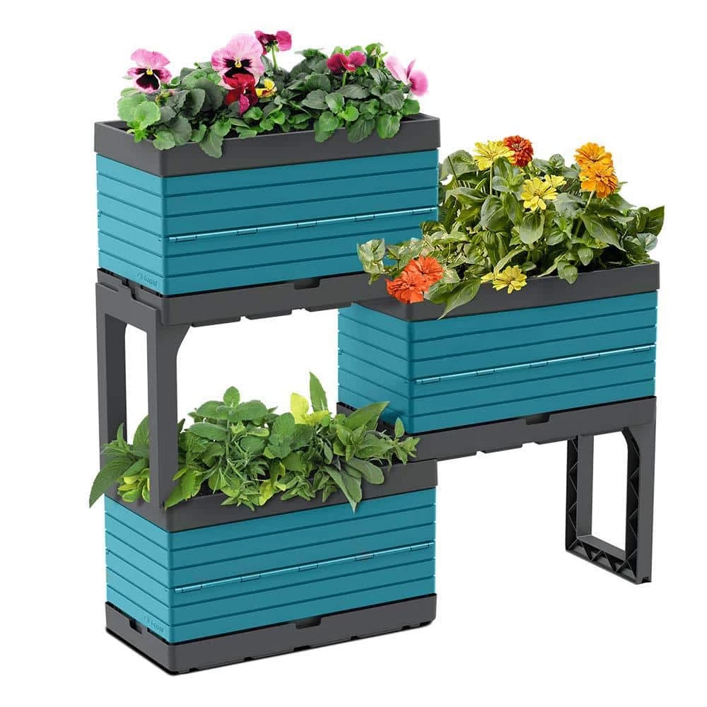 Southern Patio FlexSpace 22 in. x 11 in. x 13 in. Teal Resin Modular Raised Garden Bed 3 Southern Patio FlexSpace 22 in. x 11 in. x 13 in. Teal Resin Modular Raised Garden Bed