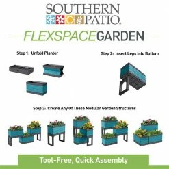 Southern Patio FlexSpace 22 in. x 11 in. x 13 in. Teal Resin Modular Raised Garden Bed 22 Southern Patio FlexSpace 22 in. x 11 in. x 13 in. Teal Resin Modular Raised Garden Bed -Achla Designs Shop teal southern patio elevated garden beds hdr 076667 66 1000