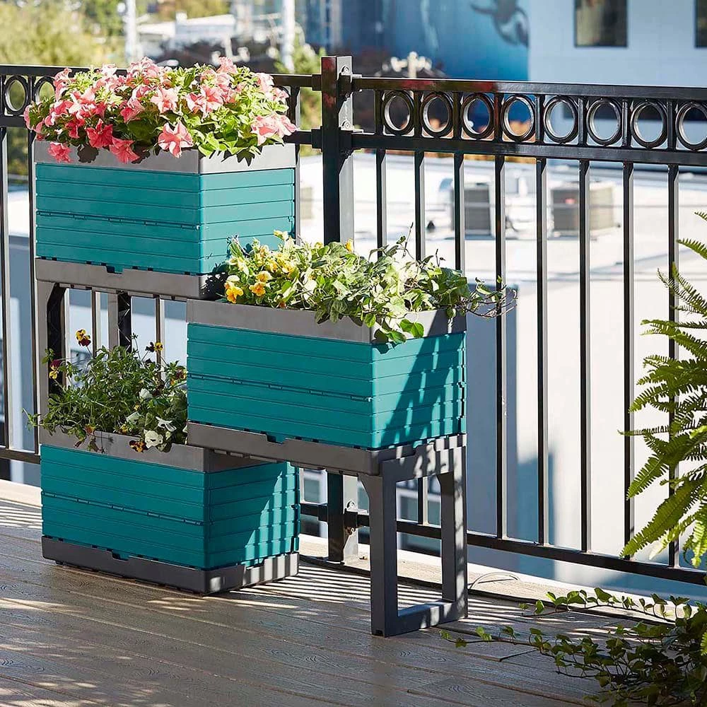 Southern Patio FlexSpace 22 in. x 11 in. x 13 in. Teal Resin Modular Raised Garden Bed 6 Southern Patio FlexSpace 22 in. x 11 in. x 13 in. Teal Resin Modular Raised Garden Bed - Image 4