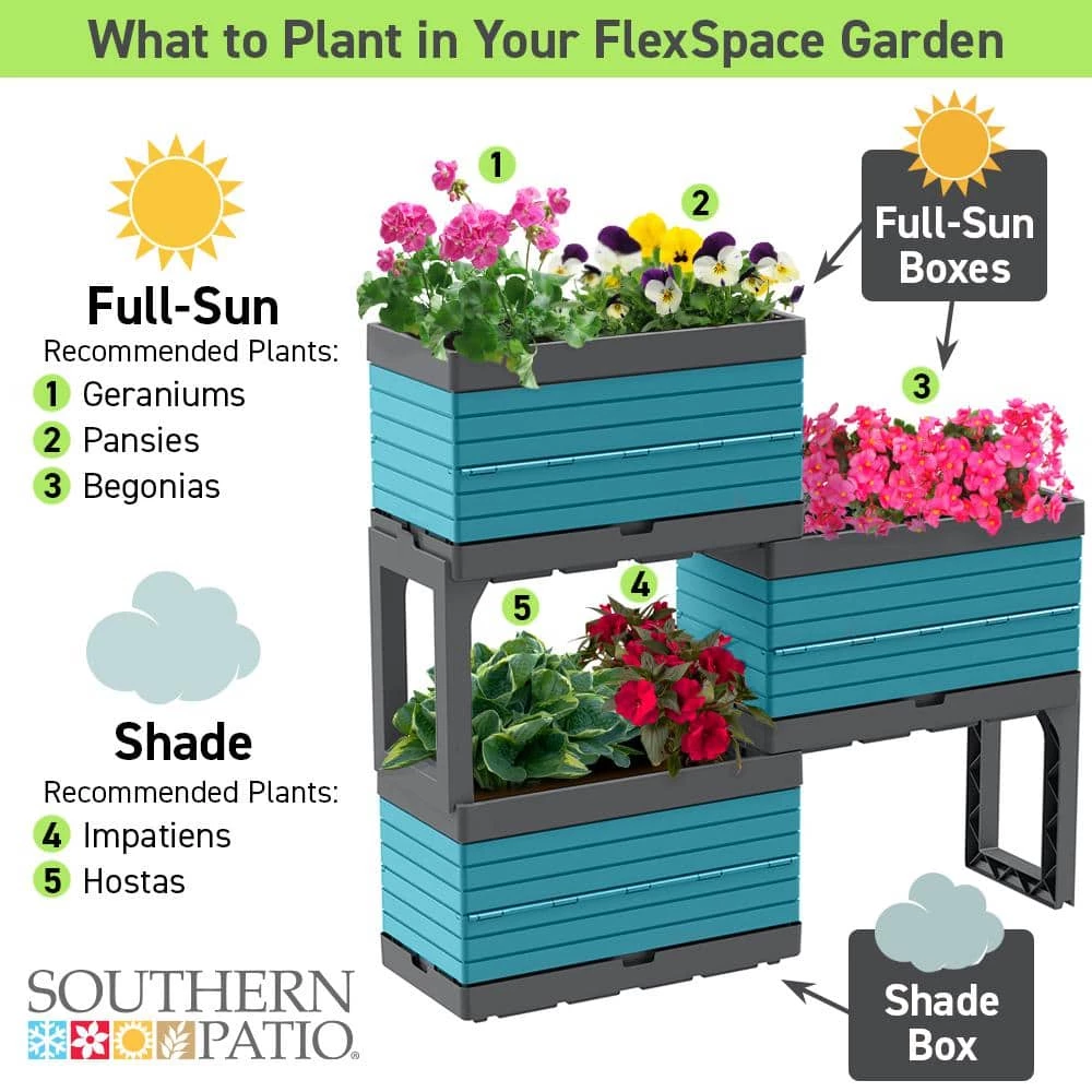 Southern Patio FlexSpace 22 in. x 11 in. x 13 in. Teal Resin Modular Raised Garden Bed 10 Southern Patio FlexSpace 22 in. x 11 in. x 13 in. Teal Resin Modular Raised Garden Bed - Image 8