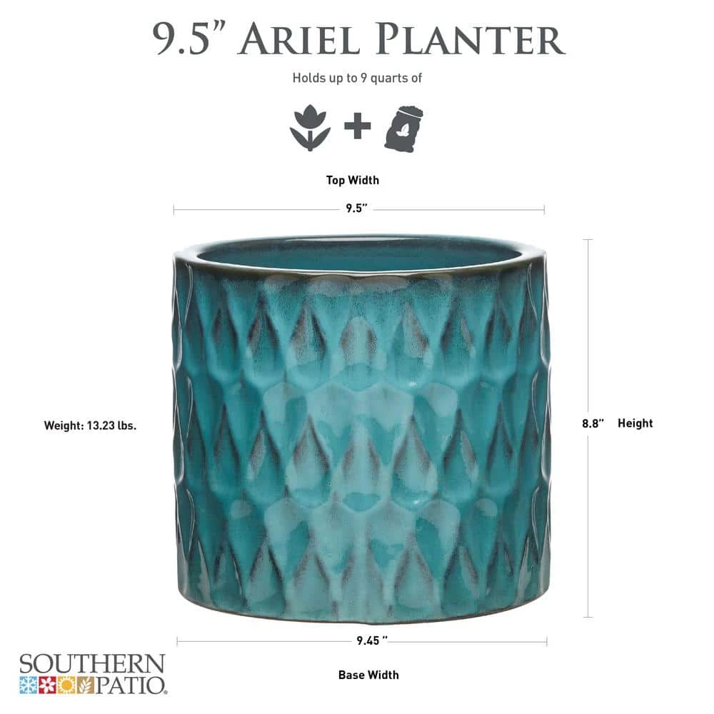 Southern Patio Ariel 9.5 in. x 8.66 in. Blue Ceramic Pot 5 Southern Patio Ariel 9.5 in. x 8.66 in. Blue Ceramic Pot - Image 3