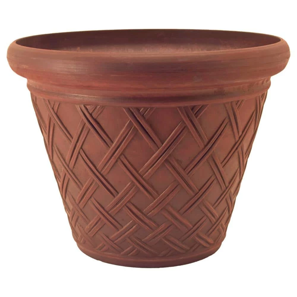Arcadia Garden Products Basket Weave 18 in. x 14 in. Terra Cotta PSW Pot 3 Arcadia Garden Products Basket Weave 18 in. x 14 in. Terra Cotta PSW Pot