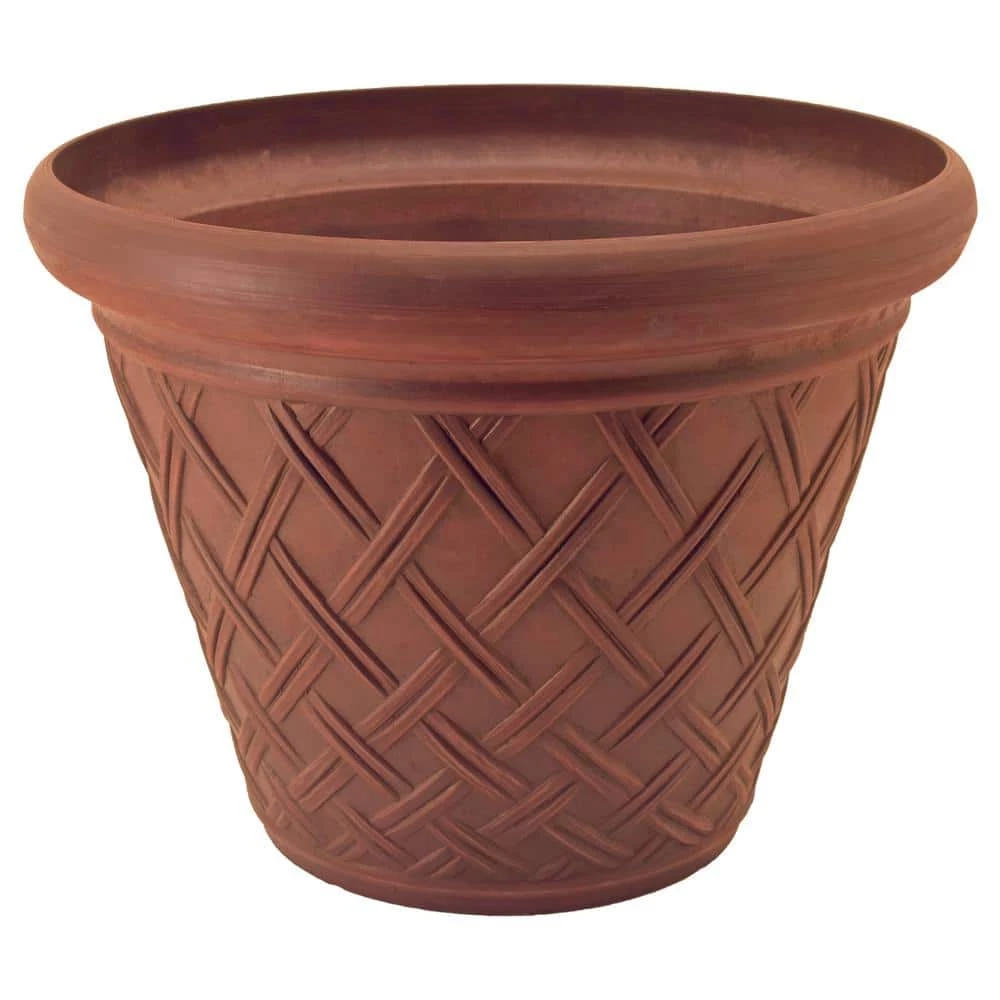 Arcadia Garden Products Basket Weave 18 in. x 14 in. Terra Cotta PSW Pot 4 Arcadia Garden Products Basket Weave 18 in. x 14 in. Terra Cotta PSW Pot - Image 2