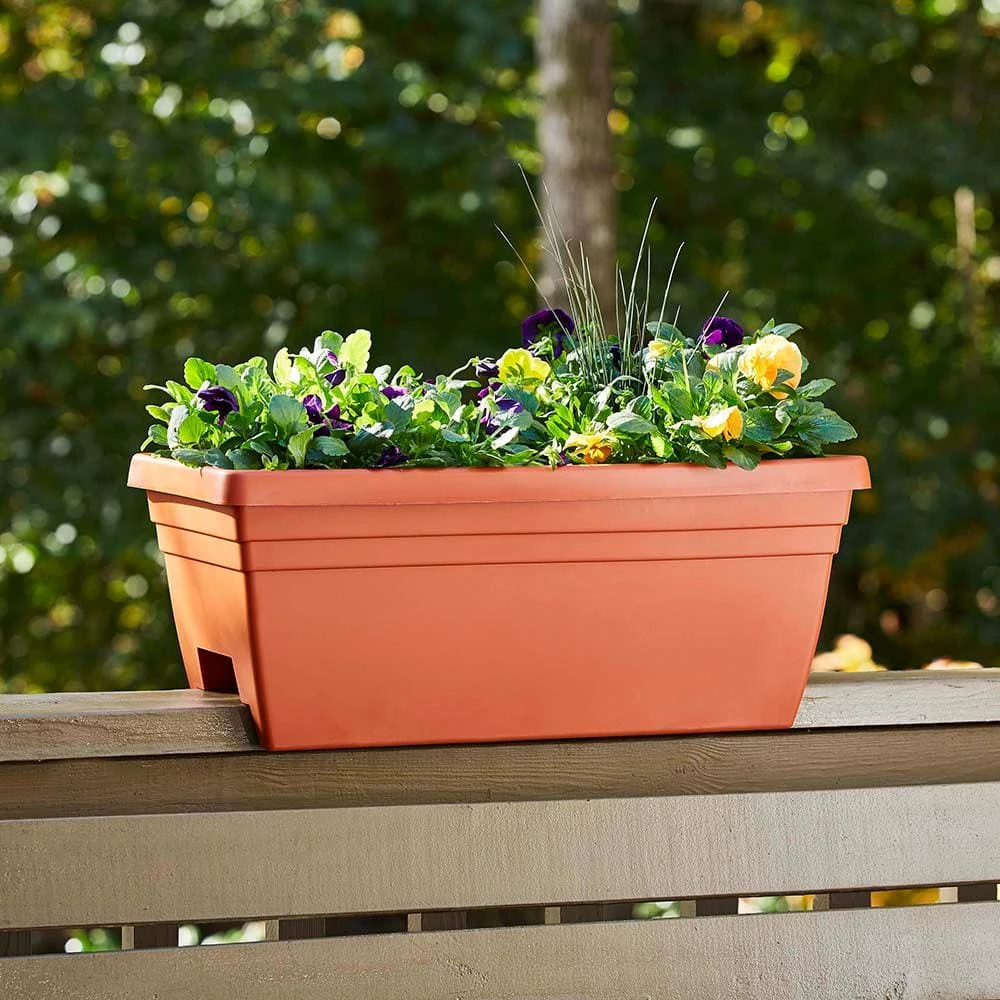 Southern Patio Sonoma 23.8 in. x 11.9 in. Terracotta Resin Deck Rail Planter 9 Southern Patio Sonoma 23.8 in. x 11.9 in. Terracotta Resin Deck Rail Planter - Image 7