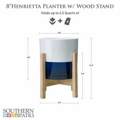 Southern Patio Henrietta 7.8 in. x 7.8 in. White and Blue High-Density Resin Indoor Planter With Wood Stand 16 Southern Patio Henrietta 7.8 in. x 7.8 in. White and Blue High-Density Resin Indoor Planter With Wood Stand -Achla Designs Shop white and blue southern patio plant pots hdr 077060a 44 1000