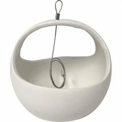 Arcadia Garden Products Basket 4-1/2 in. x 4-1/2 in. Matte White Ceramic Hanging Planter -Achla Designs Shop white matte arcadia garden products hanging planters ap02w c3 1000
