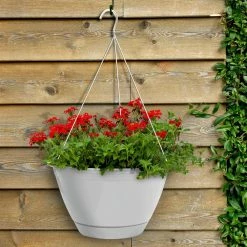 Southern Patio 10 in. White Promotional Outdoor Resin Hanging Planter Basket 9 Southern Patio 10 in. White Promotional Outdoor Resin Hanging Planter Basket -Achla Designs Shop white southern patio hanging planters ee1025wh 31 1000