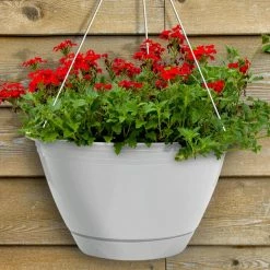 Southern Patio 10 in. White Promotional Outdoor Resin Hanging Planter Basket 8 Southern Patio 10 in. White Promotional Outdoor Resin Hanging Planter Basket -Achla Designs Shop white southern patio hanging planters ee1025wh 4f 1000