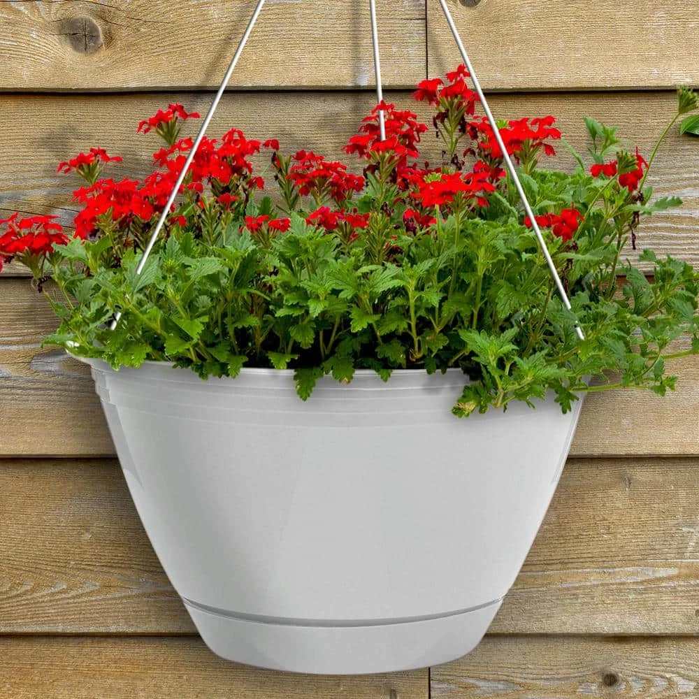 Southern Patio 10 in. White Promotional Outdoor Resin Hanging Planter Basket 5 Southern Patio 10 in. White Promotional Outdoor Resin Hanging Planter Basket - Image 3