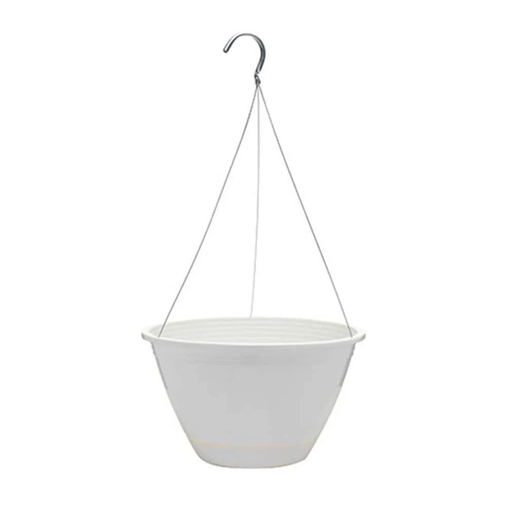 Southern Patio 10 in. White Promotional Outdoor Resin Hanging Planter Basket 3 Southern Patio 10 in. White Promotional Outdoor Resin Hanging Planter Basket