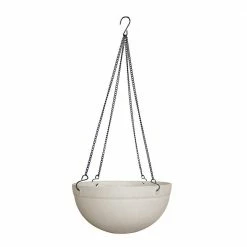 Southern Patio Monroe 12 in. White High-Density Resin Hanging Basket Planter
