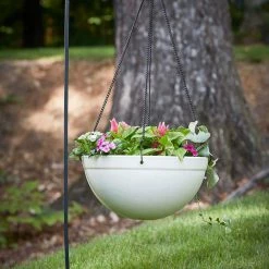 Southern Patio Monroe 12 in. White High-Density Resin Hanging Basket Planter 12 Southern Patio Monroe 12 in. White High-Density Resin Hanging Basket Planter -Achla Designs Shop white southern patio hanging planters hdr 057697 c3 1000