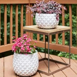 Southern Patio Pineapple 12 in. x 10.5 Weathered White Resin Composite Planter -Achla Designs Shop white southern patio plant pots cmx 069737 1d 1000