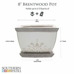 Southern Patio Brentwood 8.5 in. x 6.1 in. White Ceramic Indoor Pot (2-Pack) -Achla Designs Shop white southern patio plant pots crm 064886a 40 1000