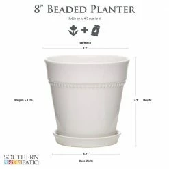 Southern Patio Beaded 8 in. x 8 in. White Ceramic Indoor Pot 15 Southern Patio Beaded 8 in. x 8 in. White Ceramic Indoor Pot -Achla Designs Shop white southern patio plant pots crm 081586 40 1000