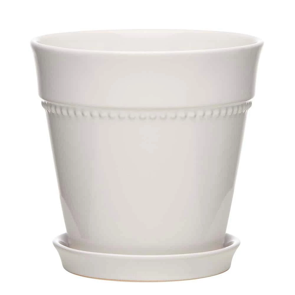 Southern Patio Beaded 8 in. x 8 in. White Ceramic Indoor Pot 3 Southern Patio Beaded 8 in. x 8 in. White Ceramic Indoor Pot