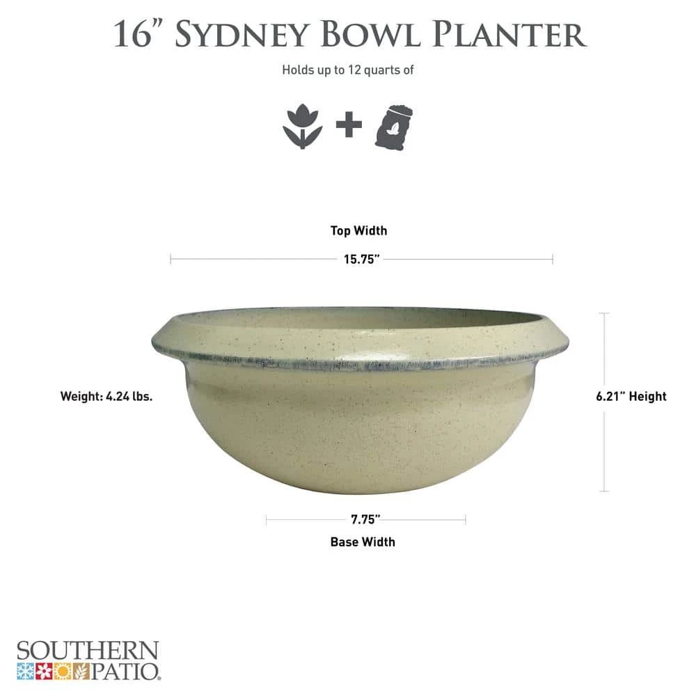 Southern Patio Sydney Large 15.75 in. x 6.21 in. White High-Density Resin Bowl Planter 5 Southern Patio Sydney Large 15.75 in. x 6.21 in. White High-Density Resin Bowl Planter - Image 3