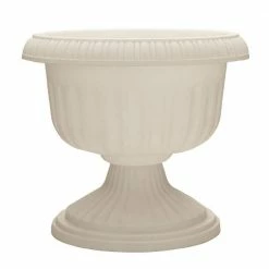 Southern Patio Dynamic Design 18 in. White Outdoor Resin Grecian Urn Planter Pot