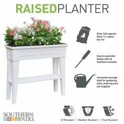 Southern Patio 36 in. x 11.8 in. x 31.5 in. White Plastic 40 Qt. Capacity Large Raised Garden Planter 18 Southern Patio 36 in. x 11.8 in. x 31.5 in. White Plastic 40 Qt. Capacity Large Raised Garden Planter -Achla Designs Shop white southern patio raised planter boxes hdr 091349a 1d 1000