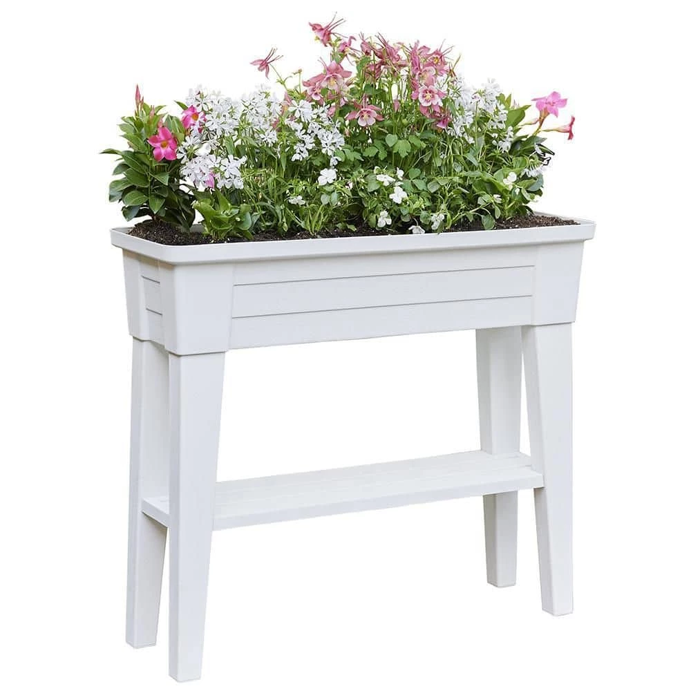 Southern Patio 36 in. x 11.8 in. x 31.5 in. White Plastic 40 Qt. Capacity Large Raised Garden Planter 3 Southern Patio 36 in. x 11.8 in. x 31.5 in. White Plastic 40 Qt. Capacity Large Raised Garden Planter